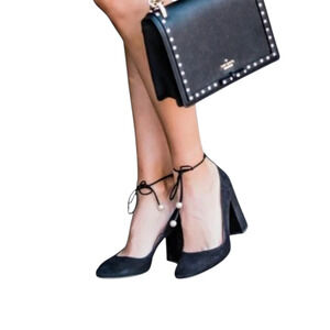 Kate Spade Womens Pumps Size 7.5 Black Whimsigoth Chunky Dark Romantic Feminine